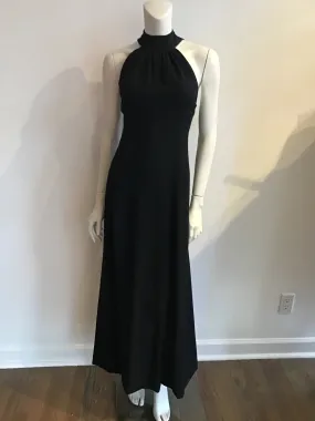 1960s Donald Brooks Black Wool blend Crepe Gown with Overlay Capelet -Size 6