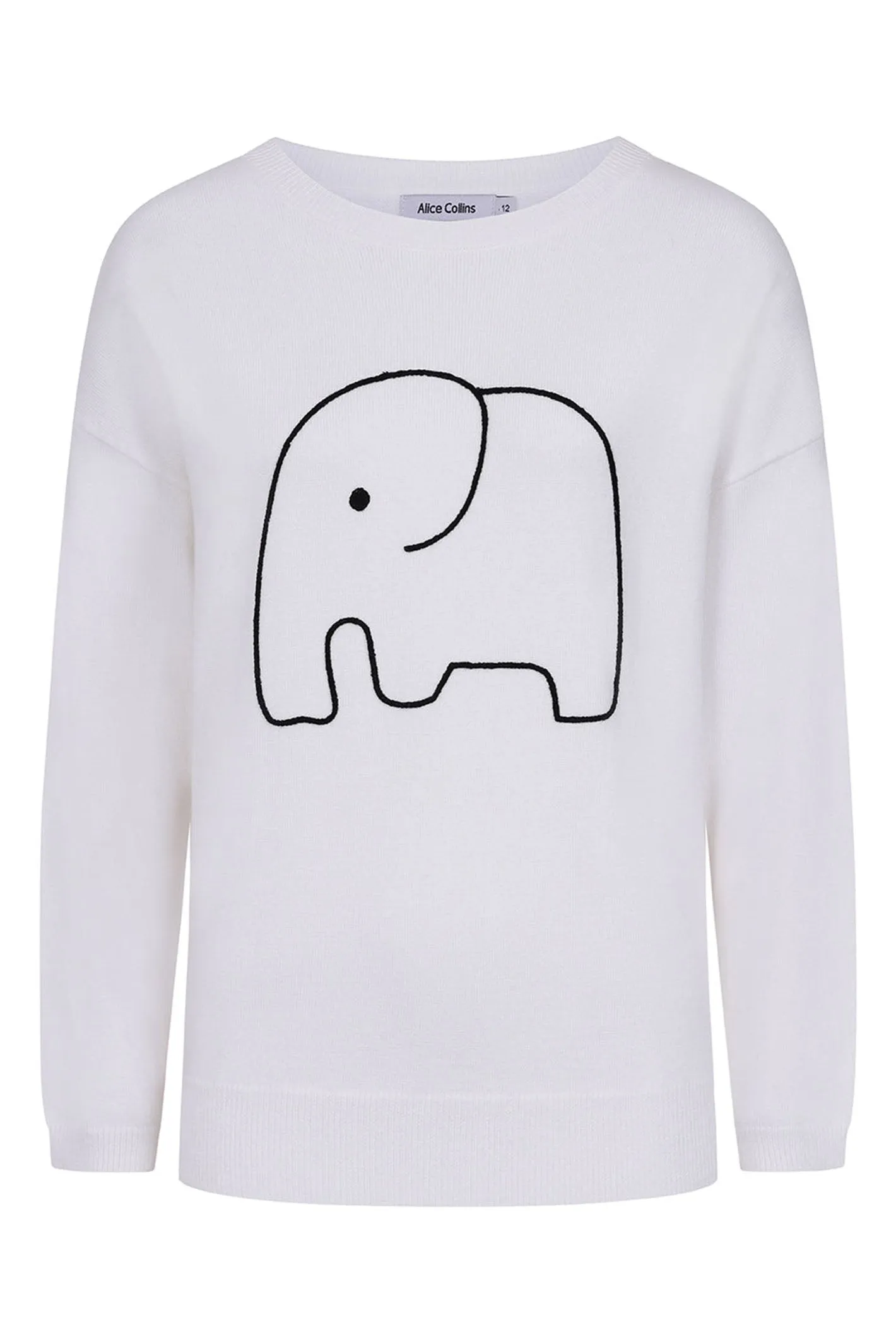Alice Collins 033A254 Cream Elephant Embroidered Jumper