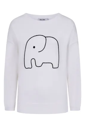 Alice Collins 033A254 Cream Elephant Embroidered Jumper