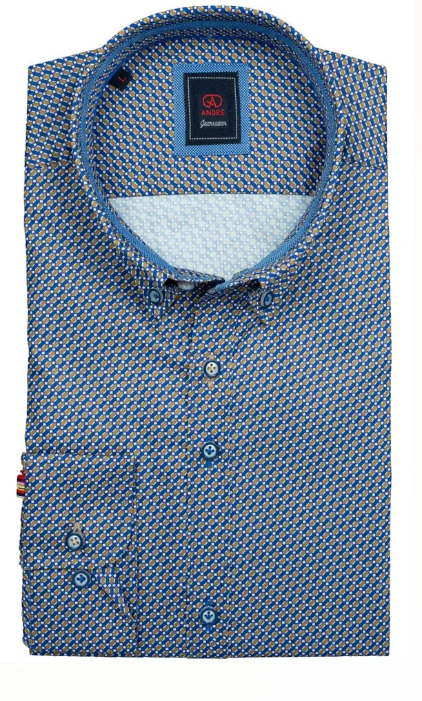 Andre Brian Long Sleeve Casual Shirt - Taupe