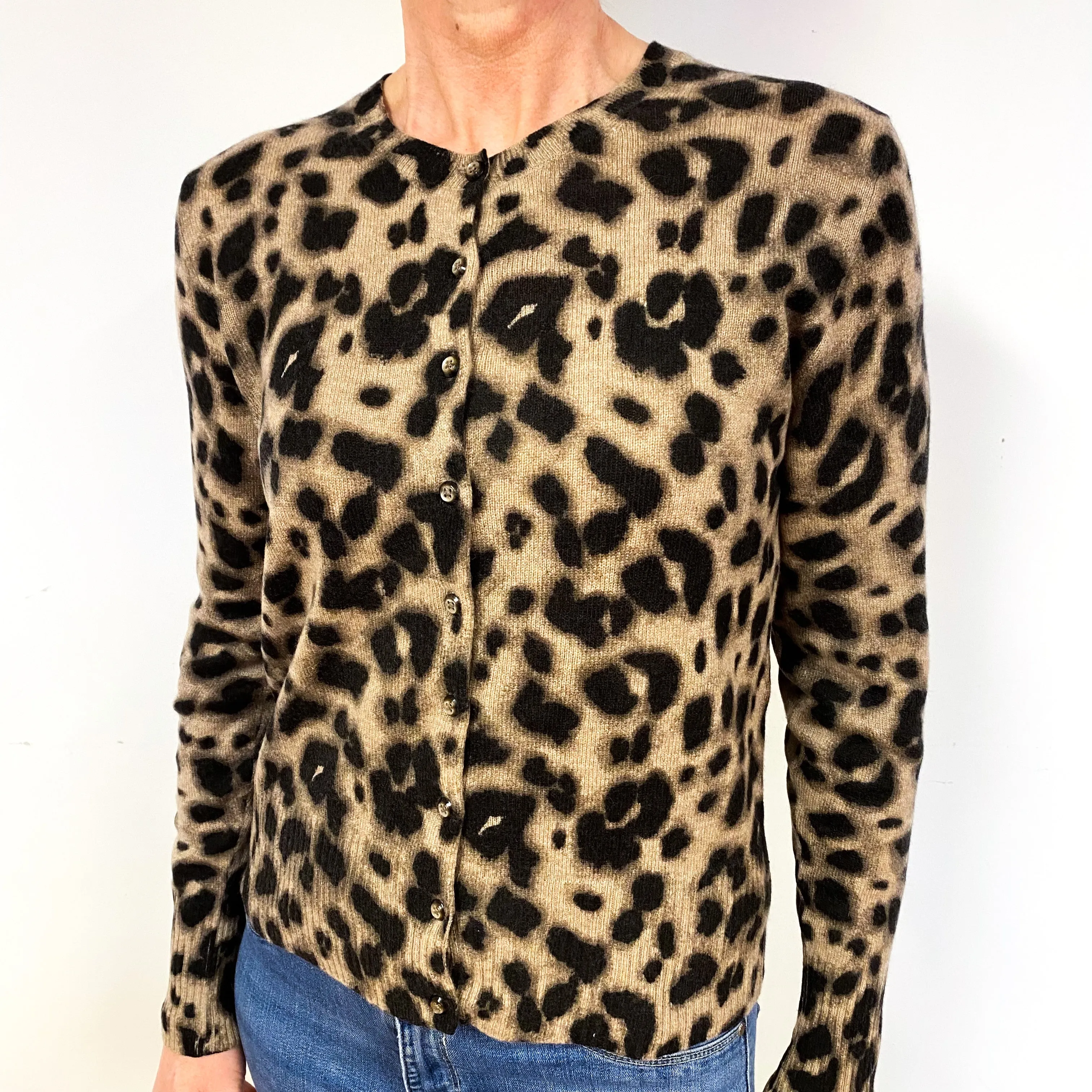 Animal Print Cashmere Cardigan Medium