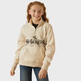 Ariat Girl's Pasture 1/4 Zip Sweatshirt - Oatmeal