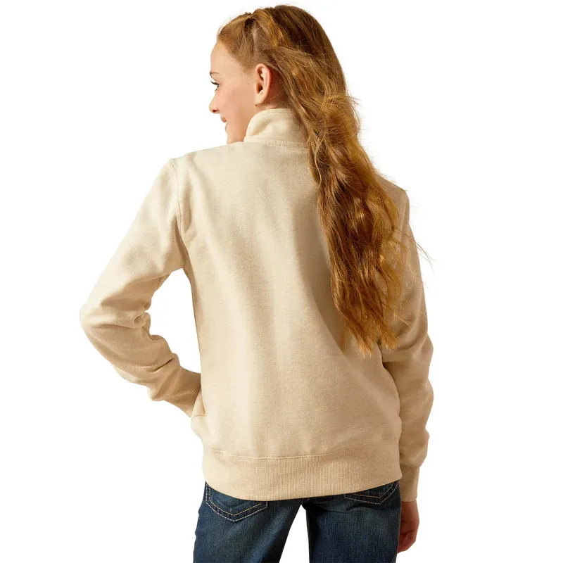Ariat Girl's Pasture 1/4 Zip Sweatshirt - Oatmeal