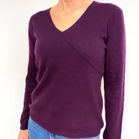 Aubergine Purple Cashmere V-Neck Jumper Medium