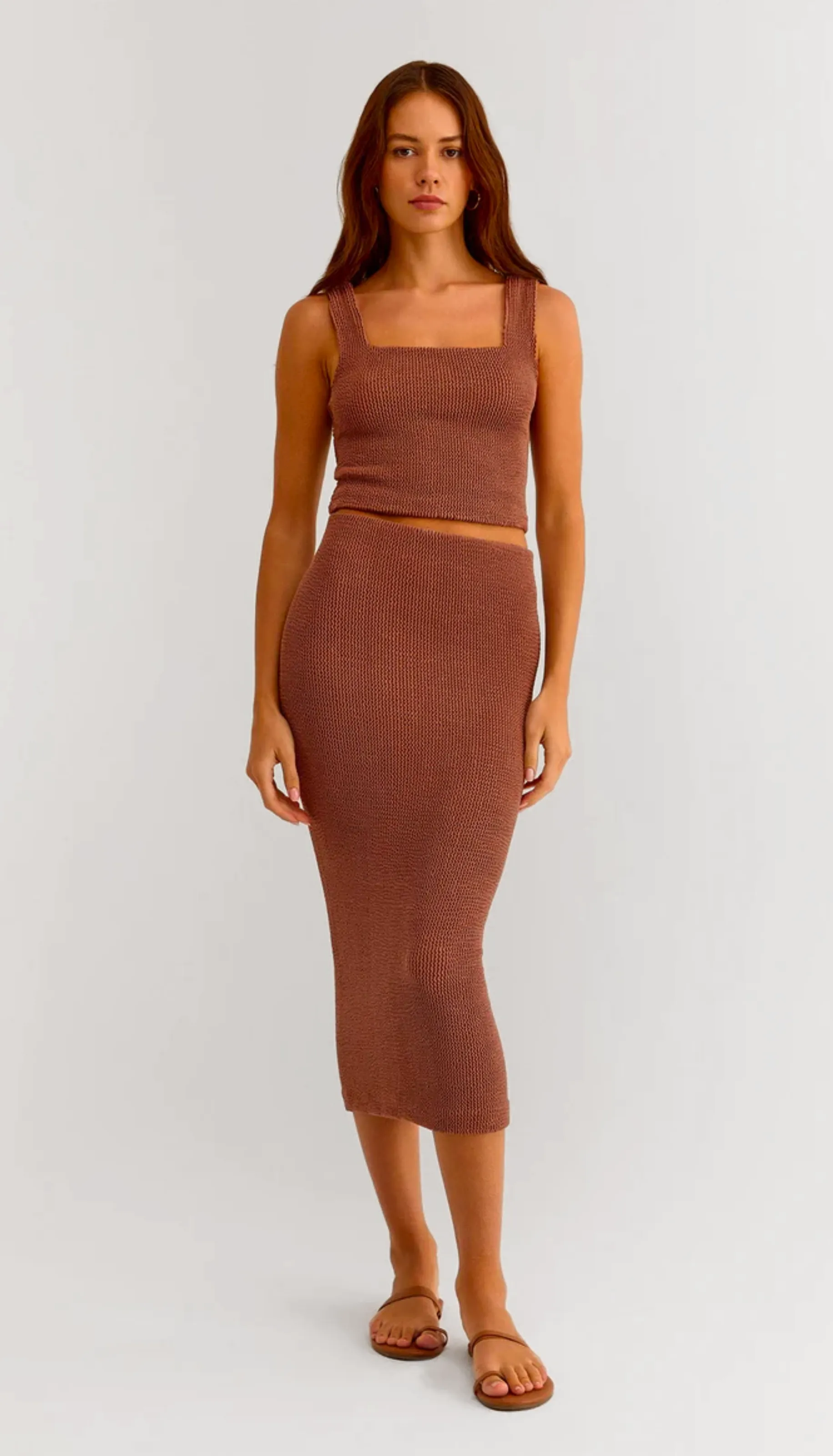 Aveen Crinkle Knit Midi Skirt