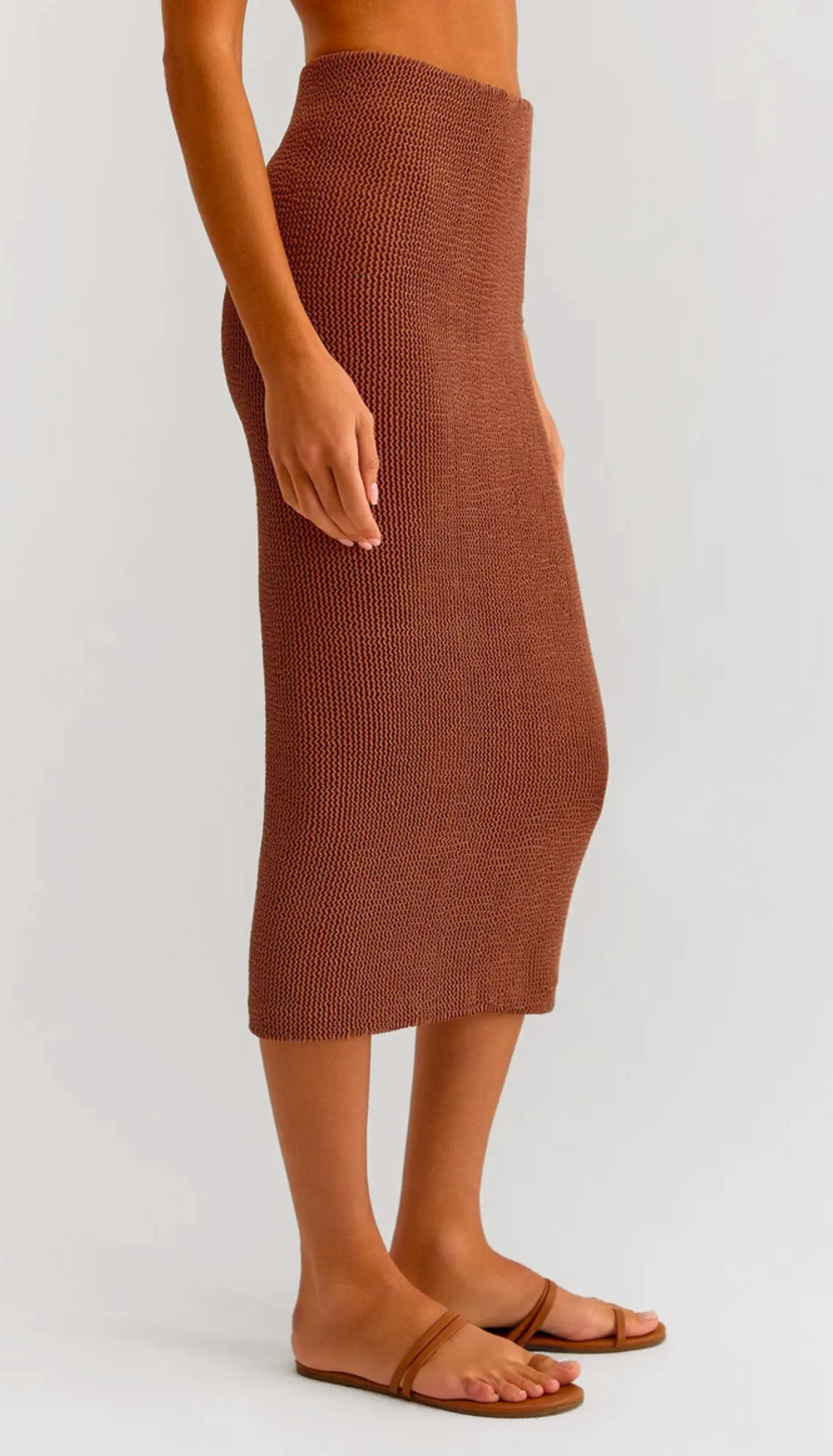 Aveen Crinkle Knit Midi Skirt