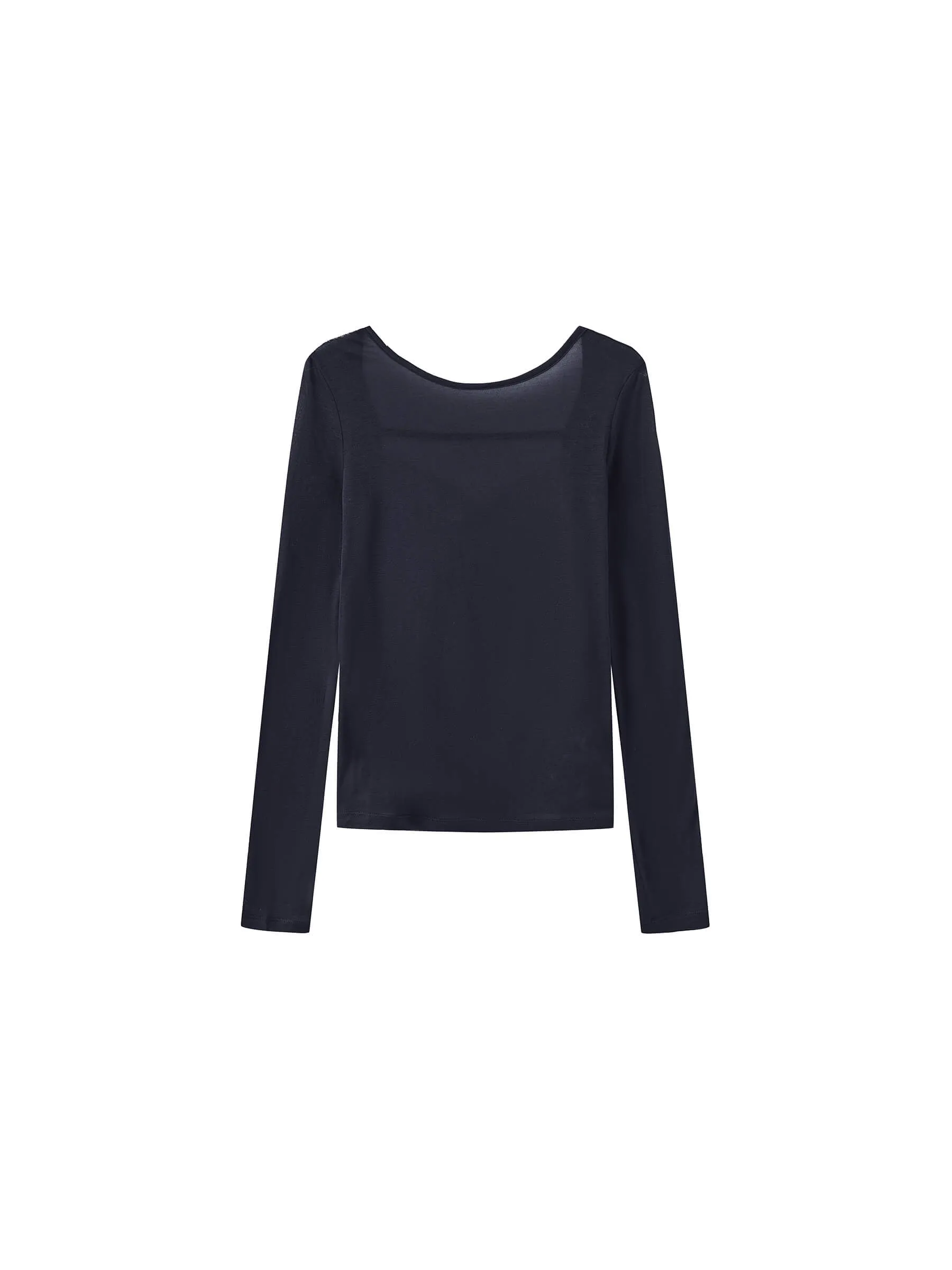 Backless Deep U-Neck Sheer Knit Top
