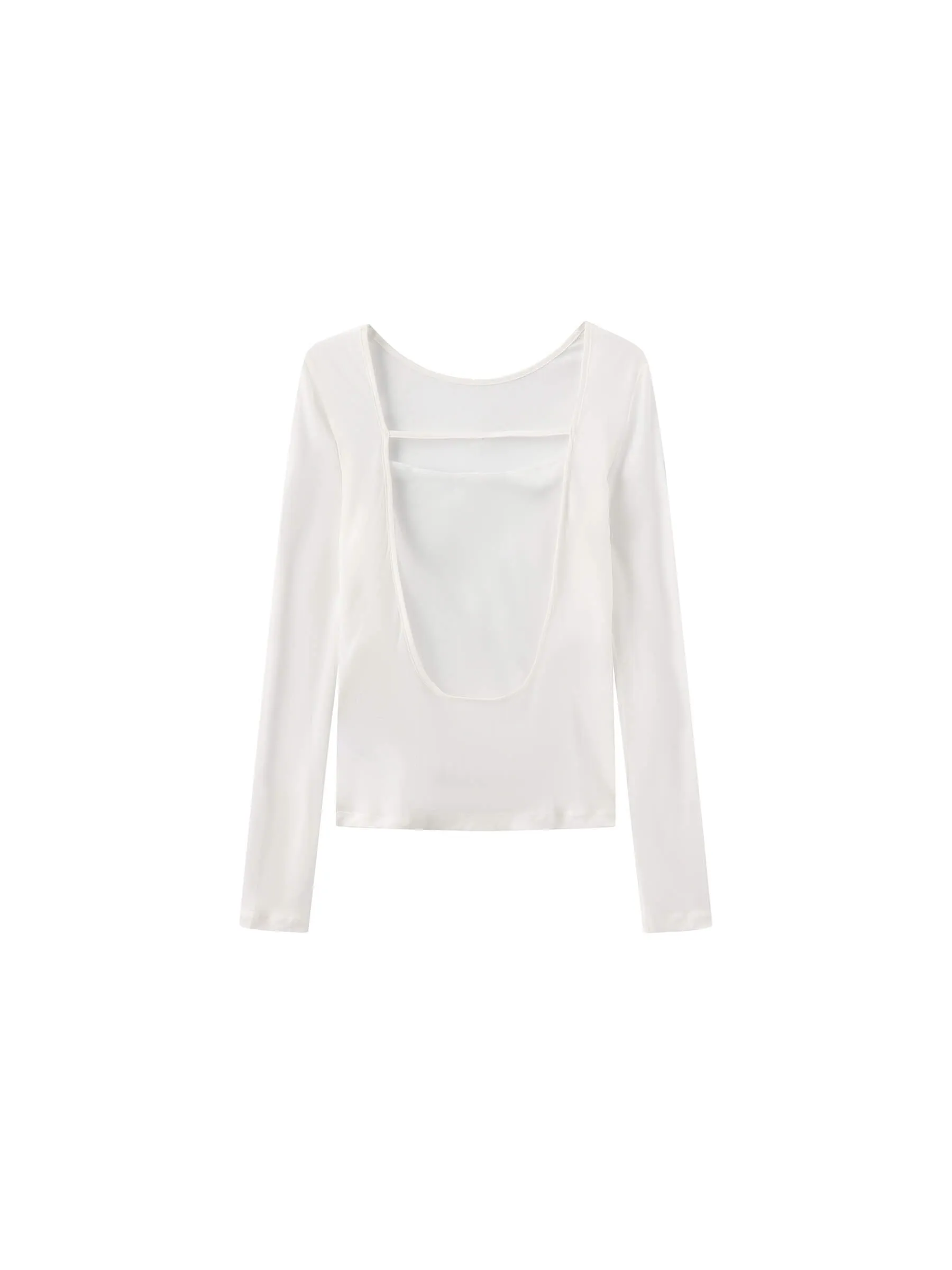 Backless Deep U-Neck Sheer Knit Top