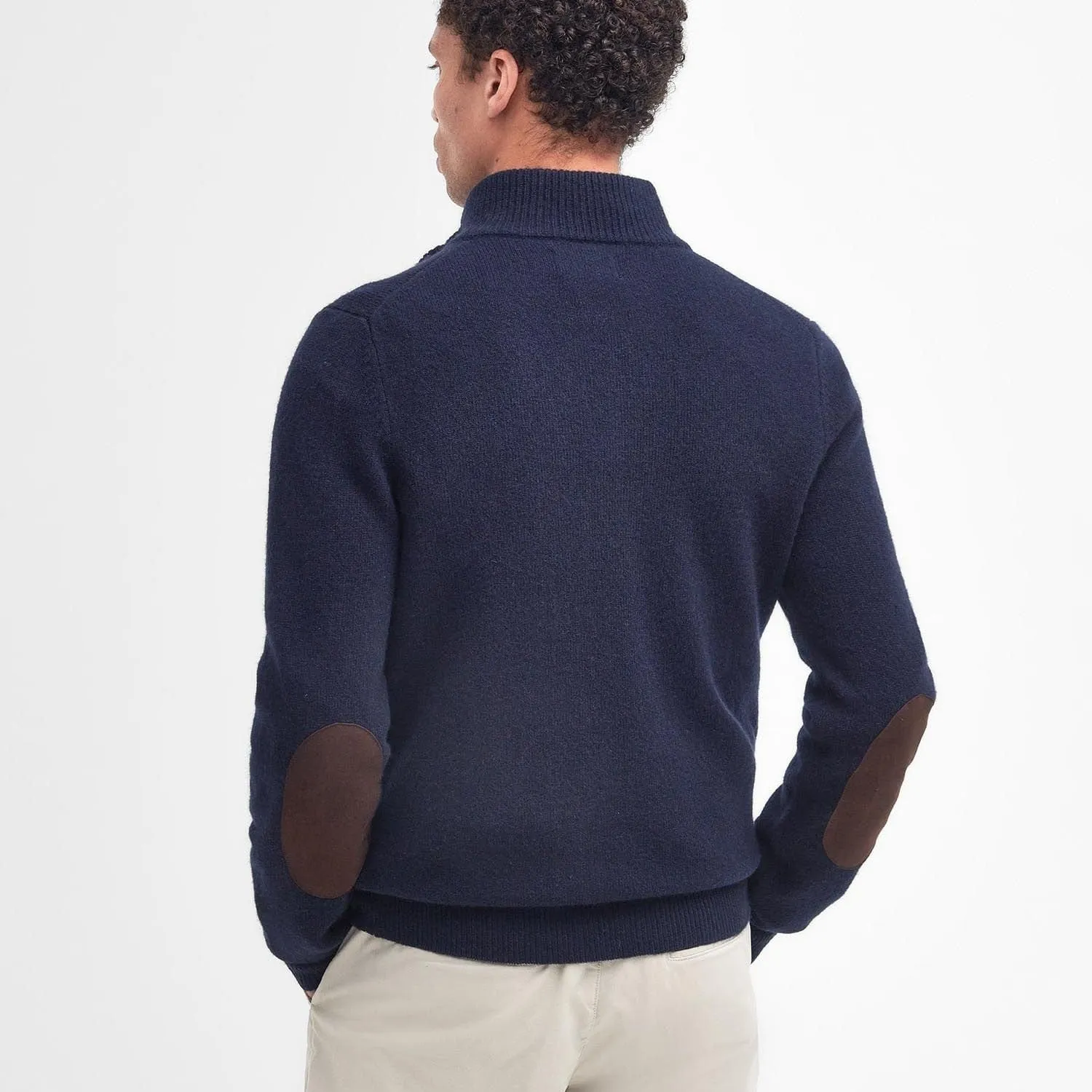 Barbour Essential Elbow Patch Half-Zip Jumper In Navy