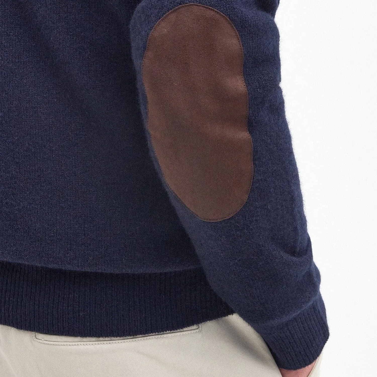 Barbour Essential Elbow Patch Half-Zip Jumper In Navy