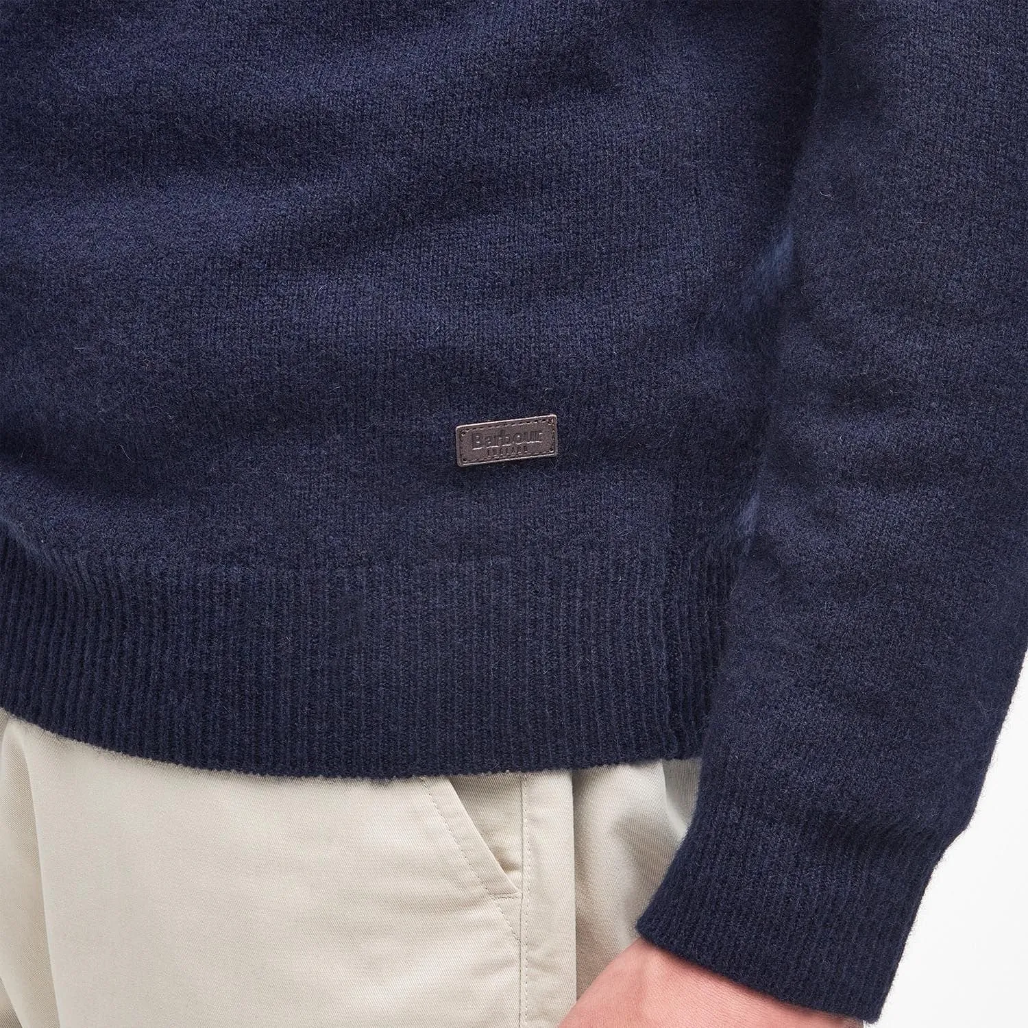 Barbour Essential Elbow Patch Half-Zip Jumper In Navy