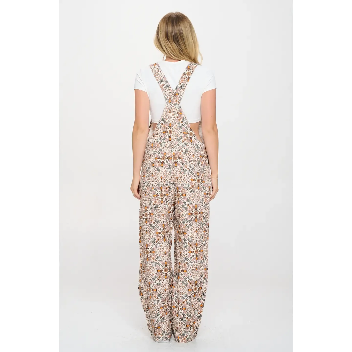 Bee Floral Print Overall