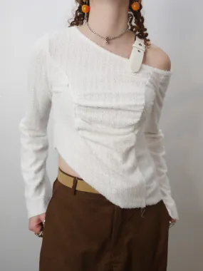 belt shoulder strap long slv knit top