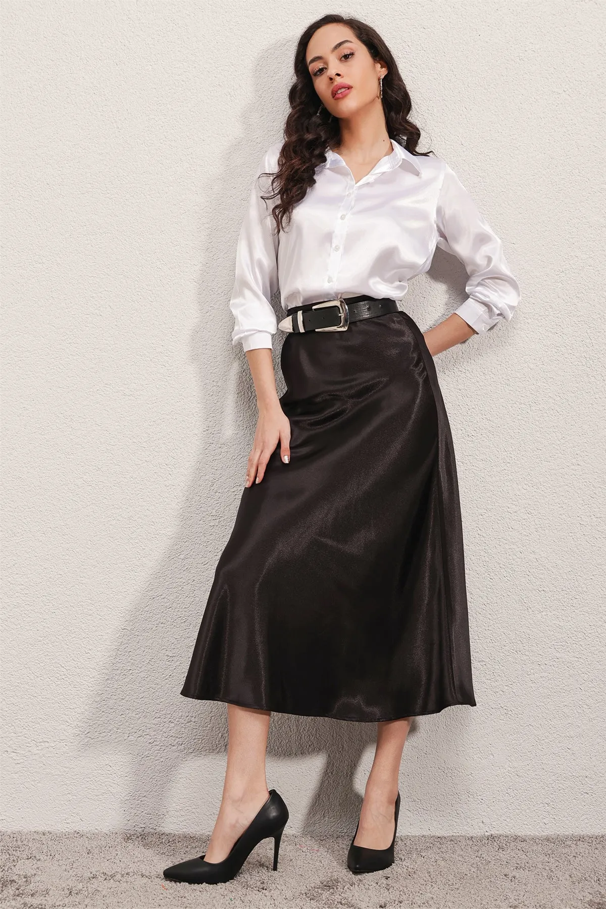 BGD Women Satin Skirt - Black - Avondale