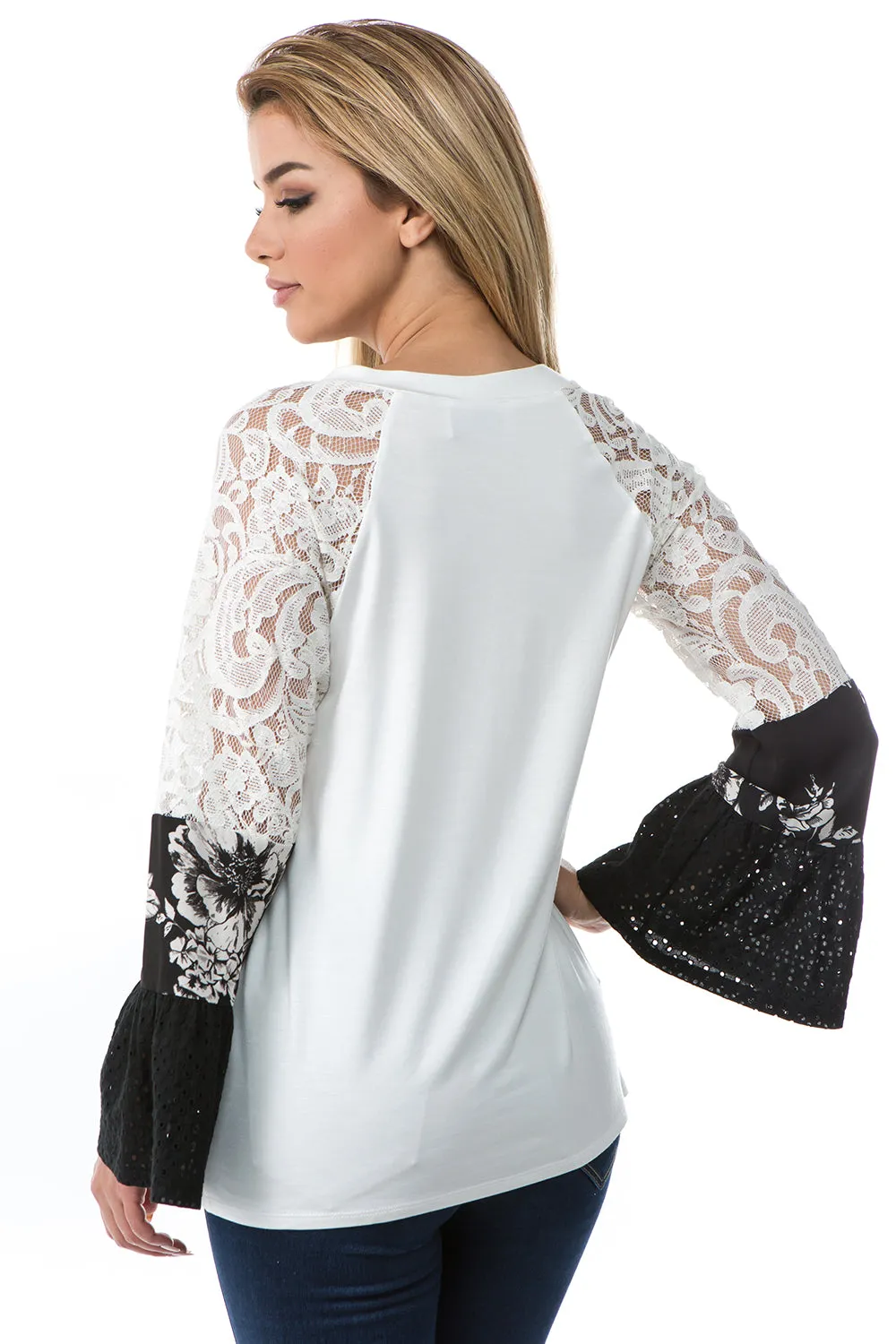 BIANCA RUFFLE SLEEVE TOP (IVORY)- VT2689