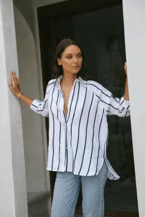BILLIE SHIRT WIDE NAVY STRIPE