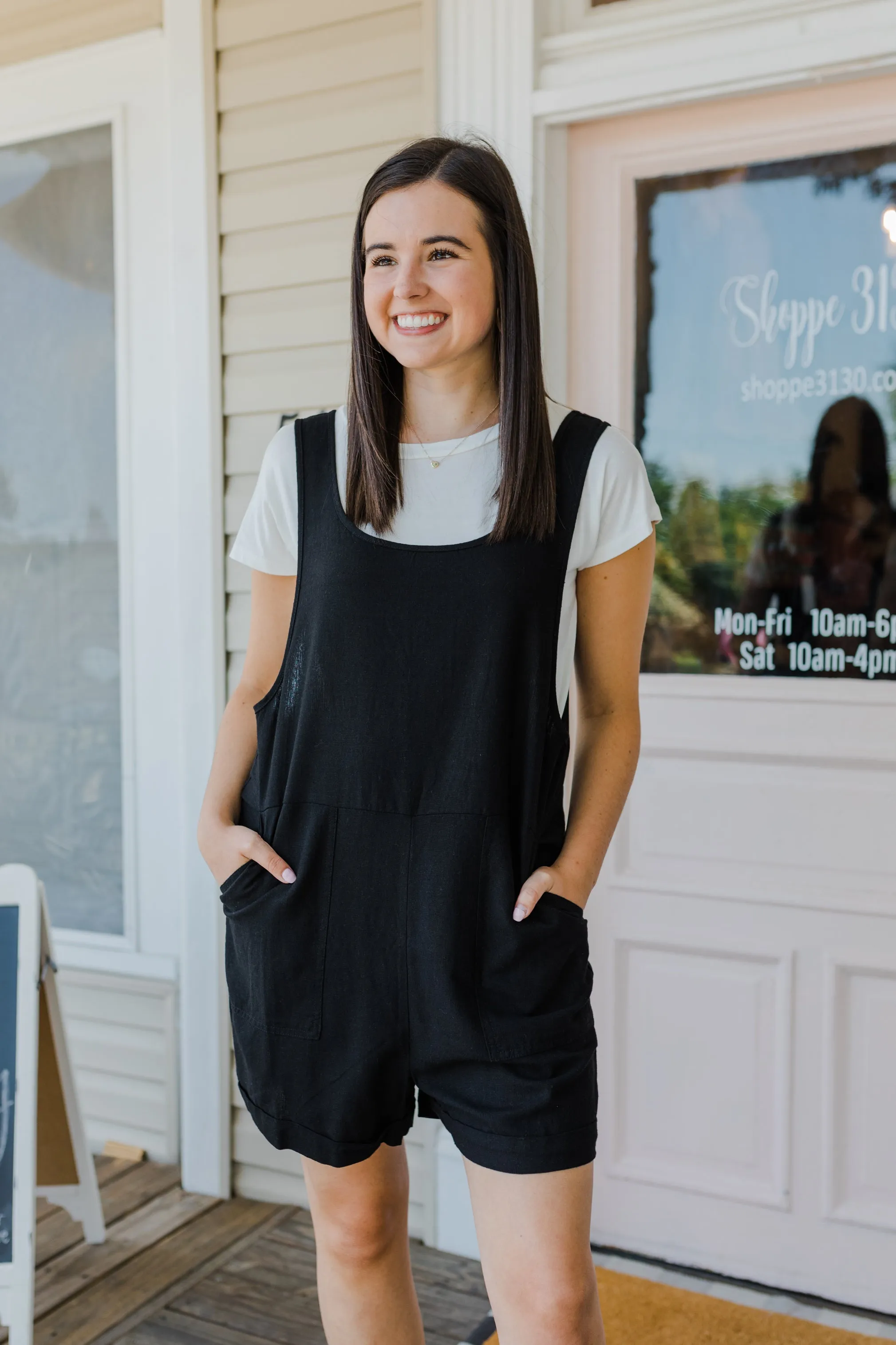 Black Linen Romper