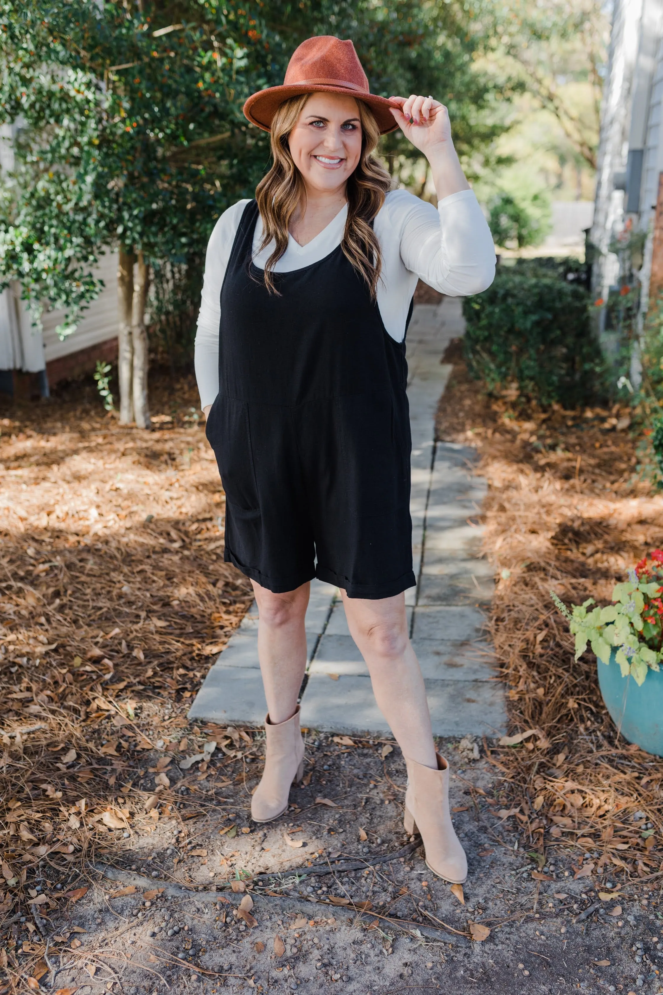 Black Linen Romper