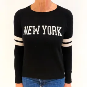Black ‘New York’ Cashmere Crew Neck Jumper Medium