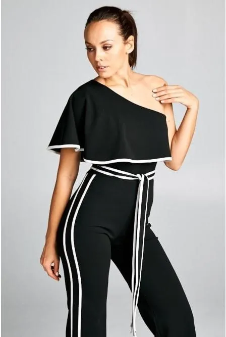 Black One Shoulder Jumpsuit | Bella Chic