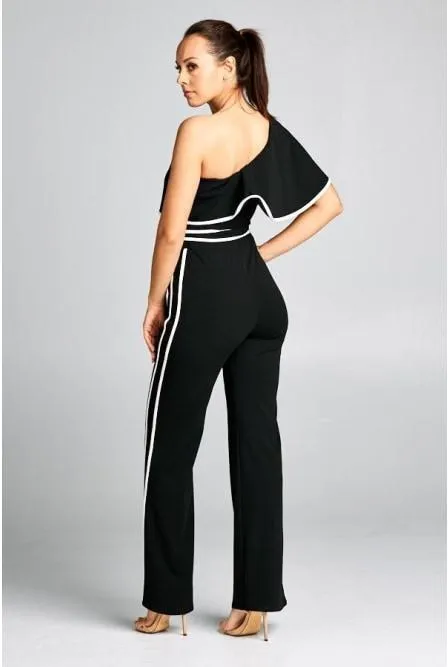 Black One Shoulder Jumpsuit | Bella Chic