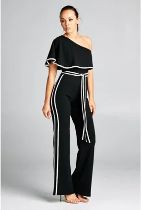 Black One Shoulder Jumpsuit | Bella Chic