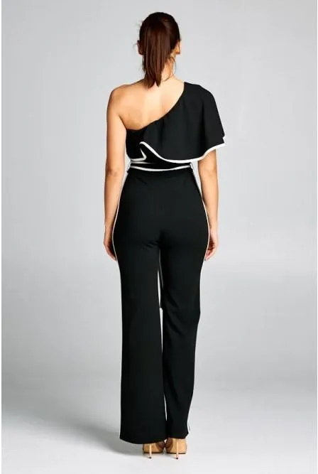 Black One Shoulder Jumpsuit | Bella Chic