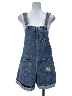 Blue Denim Daisy Embroidered Overall