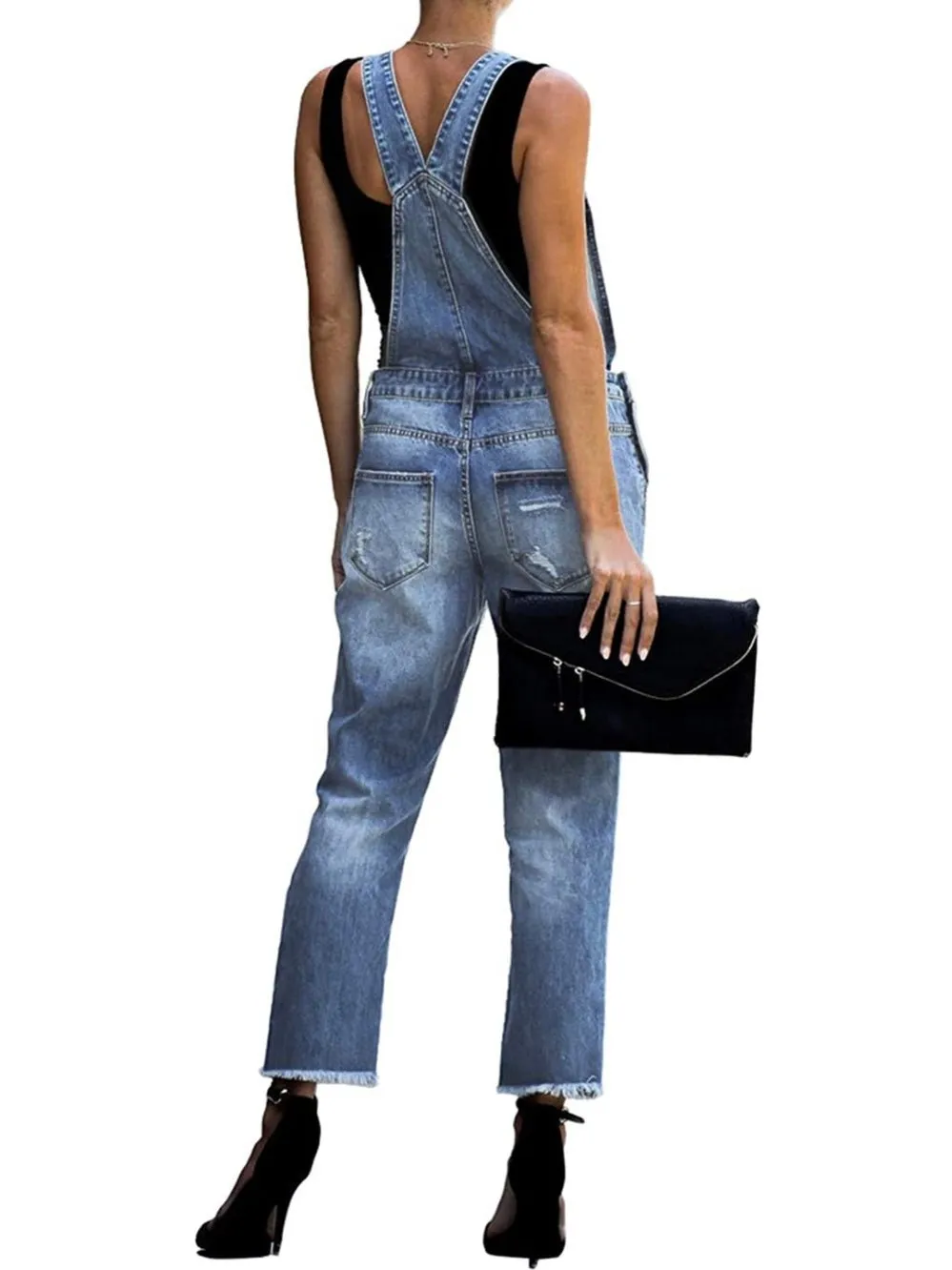 Blue denim stretch jumper overall