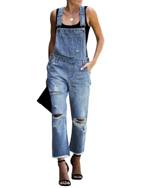 Blue denim stretch jumper overall