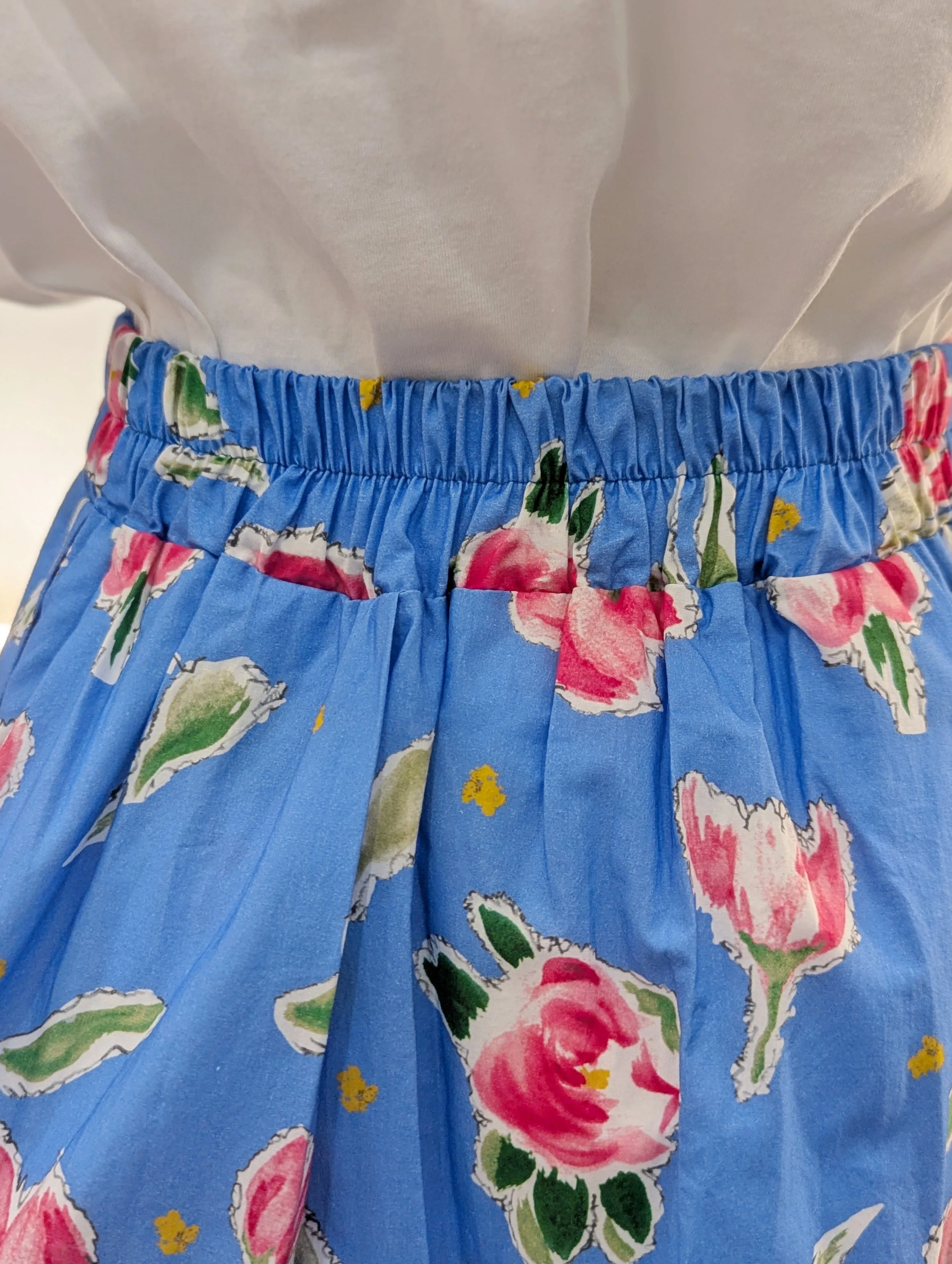 Blue Fuchsia Floral Skirt