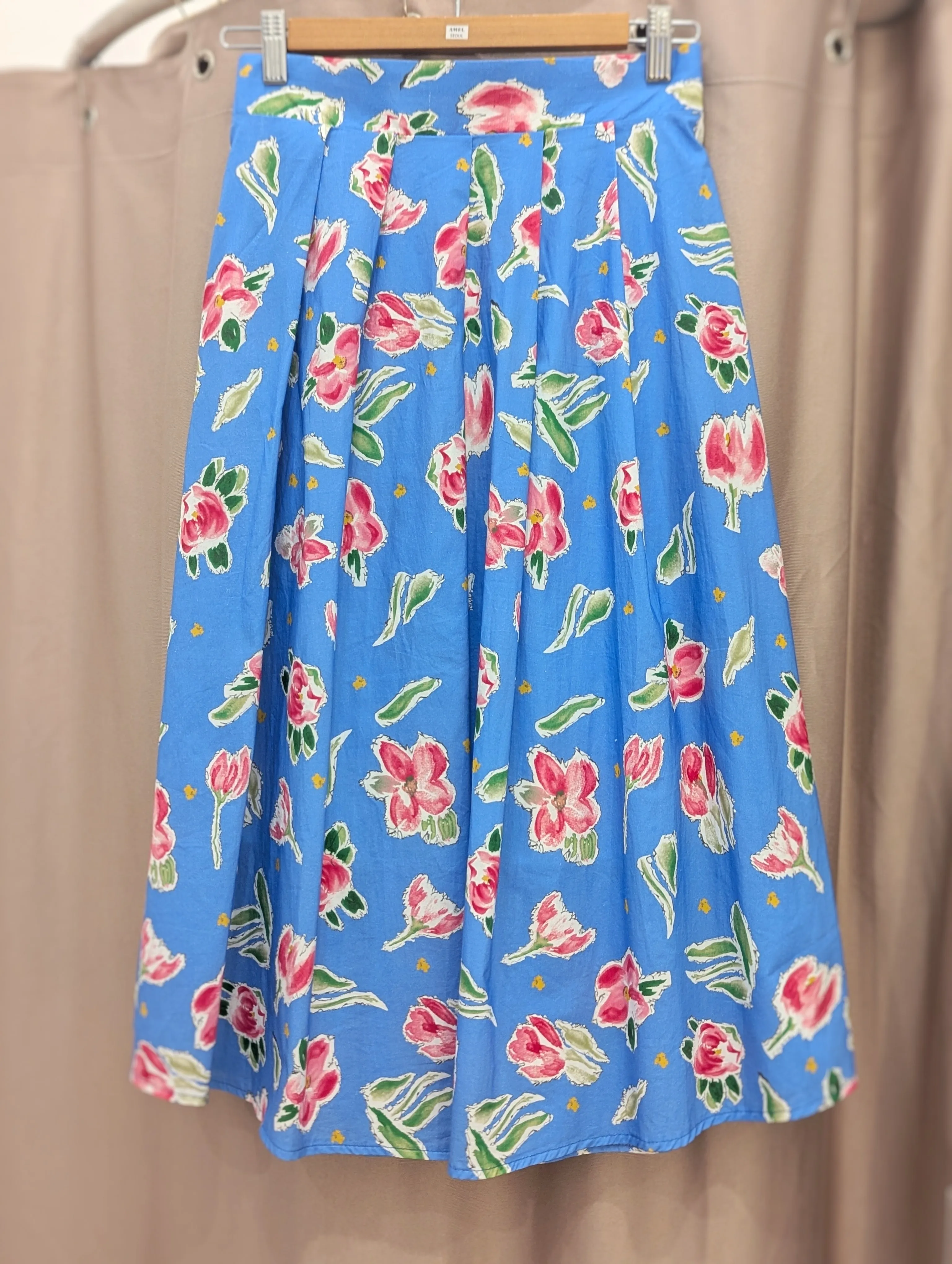 Blue Fuchsia Floral Skirt