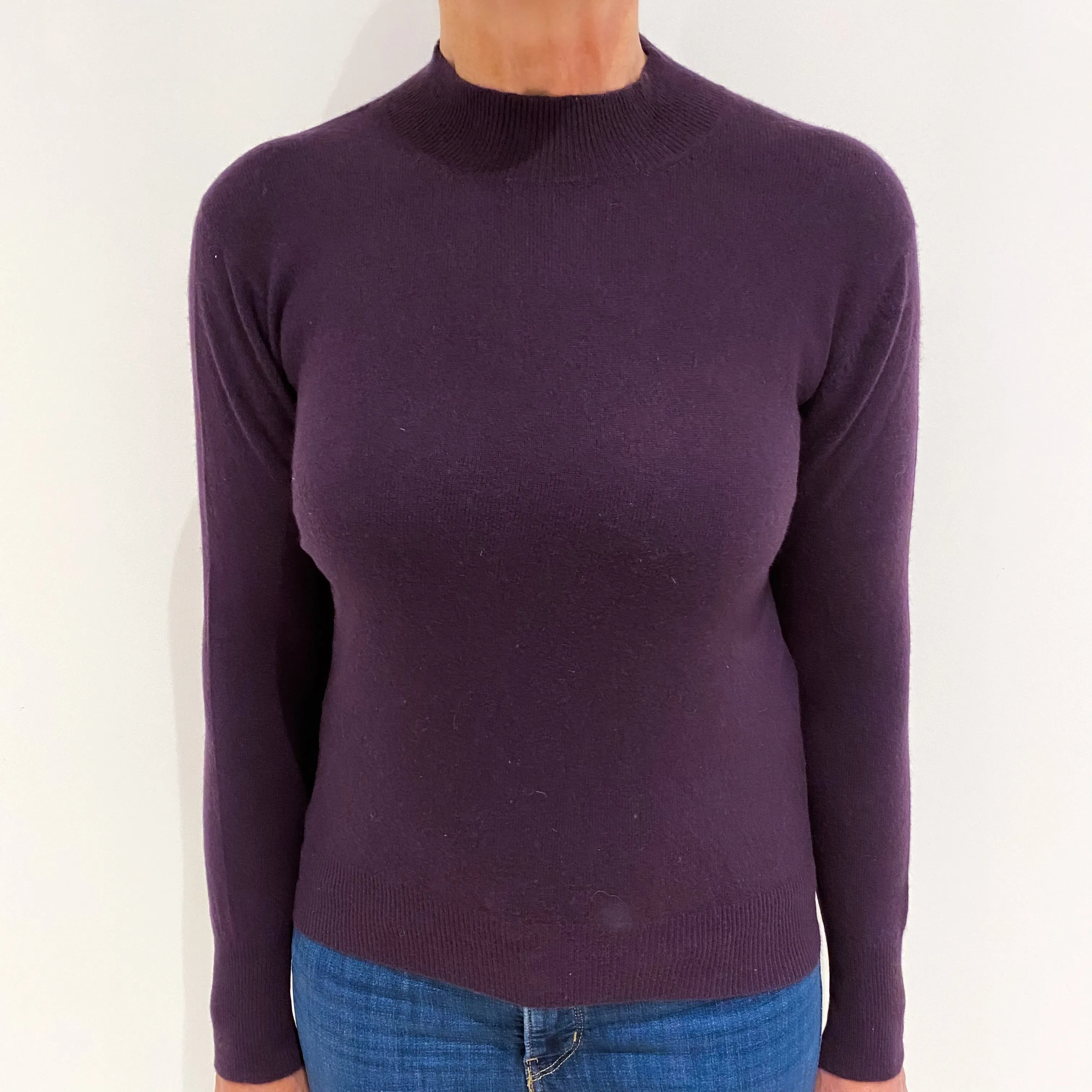 Blueberry Purple Cashmere Turtle Neck Jumper Medium