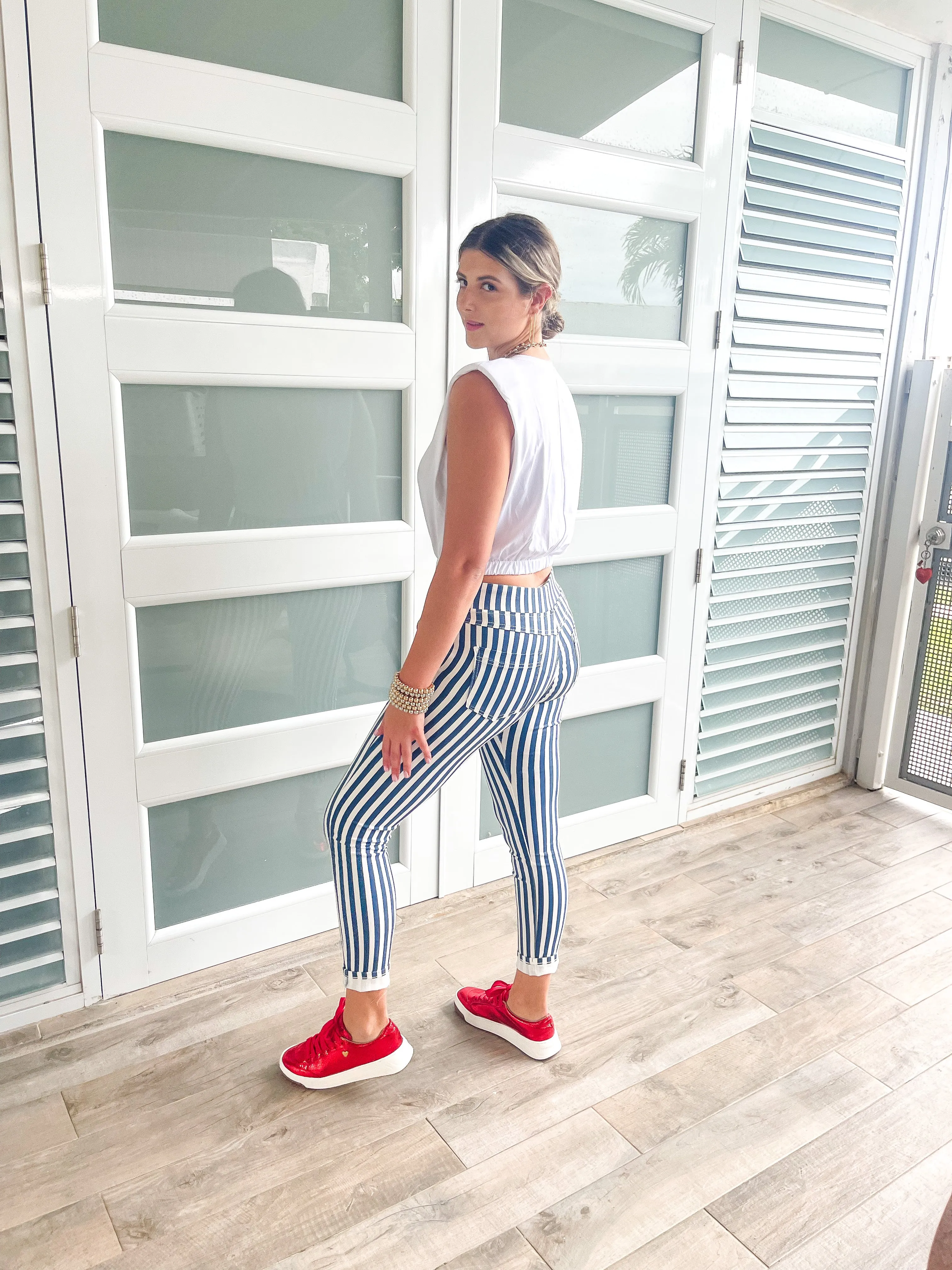 BLUE/WHITE STRIPE JOGGERS