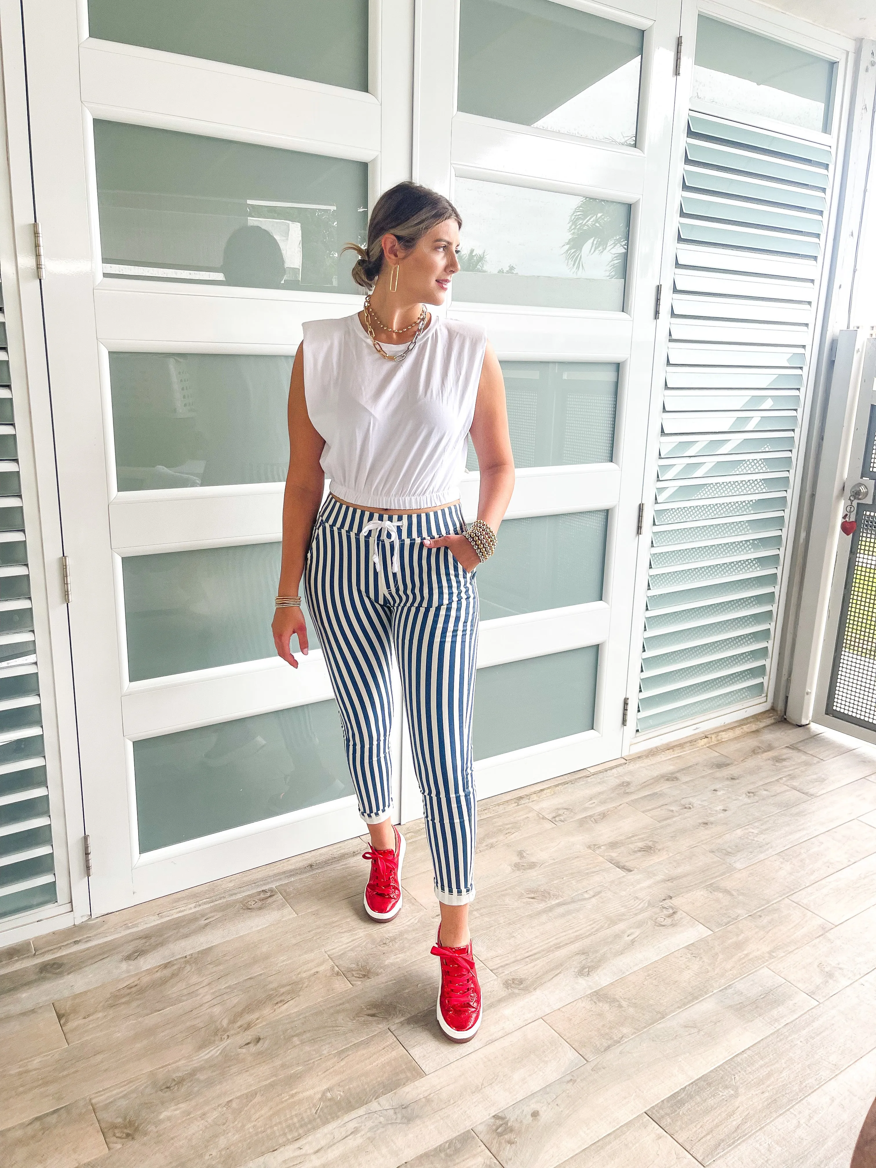 BLUE/WHITE STRIPE JOGGERS