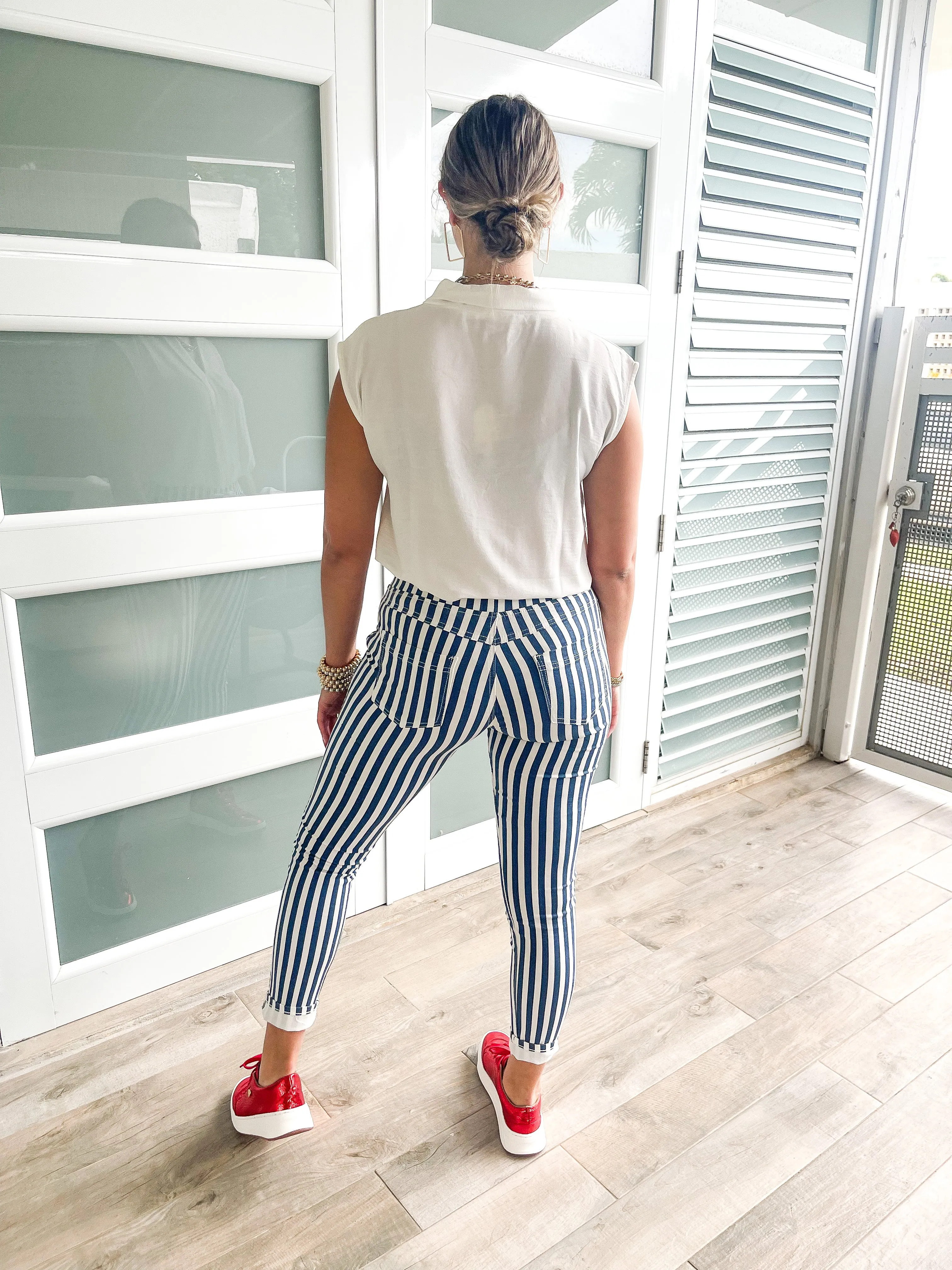 BLUE/WHITE STRIPE JOGGERS