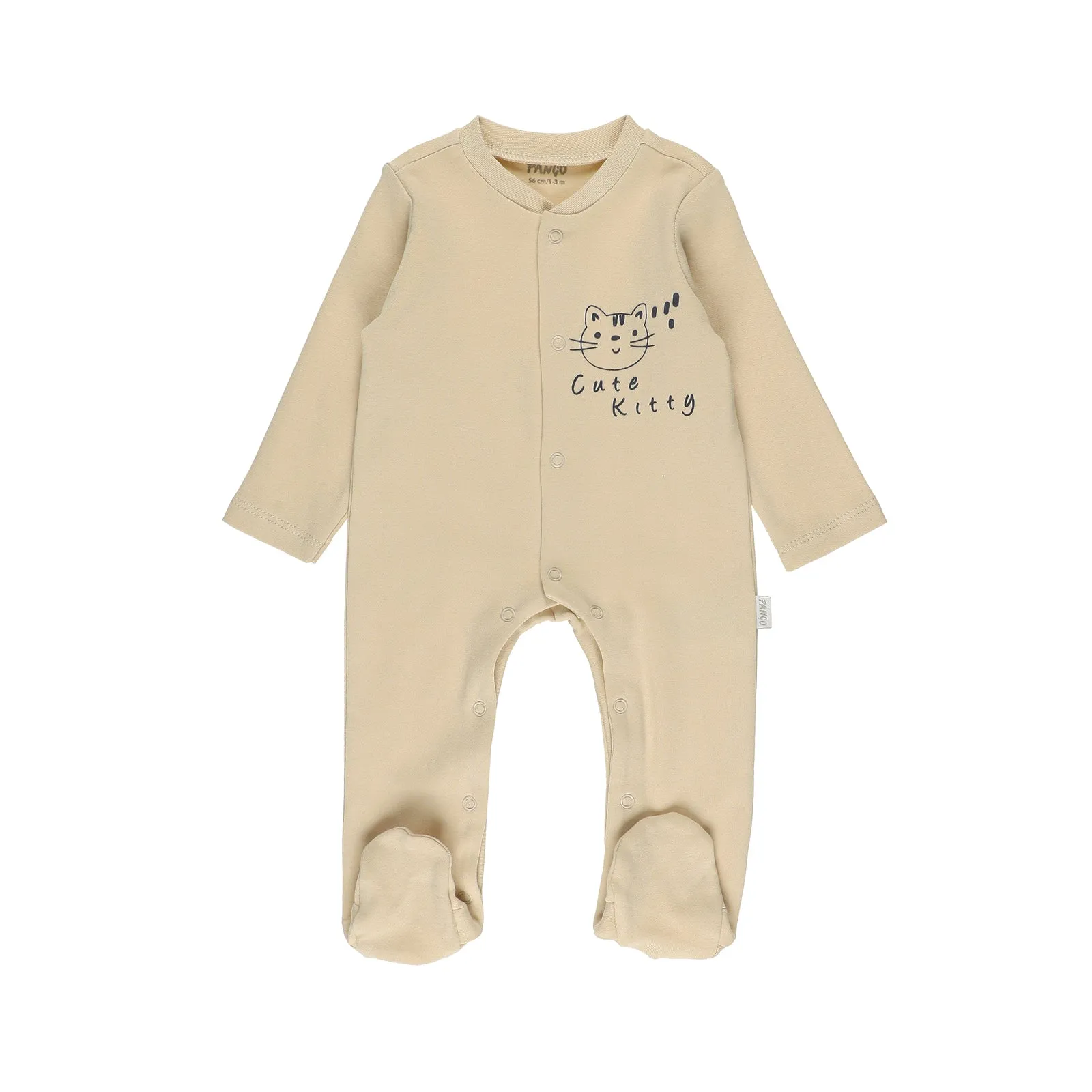 Boy's Beige with Cat Prints Overall