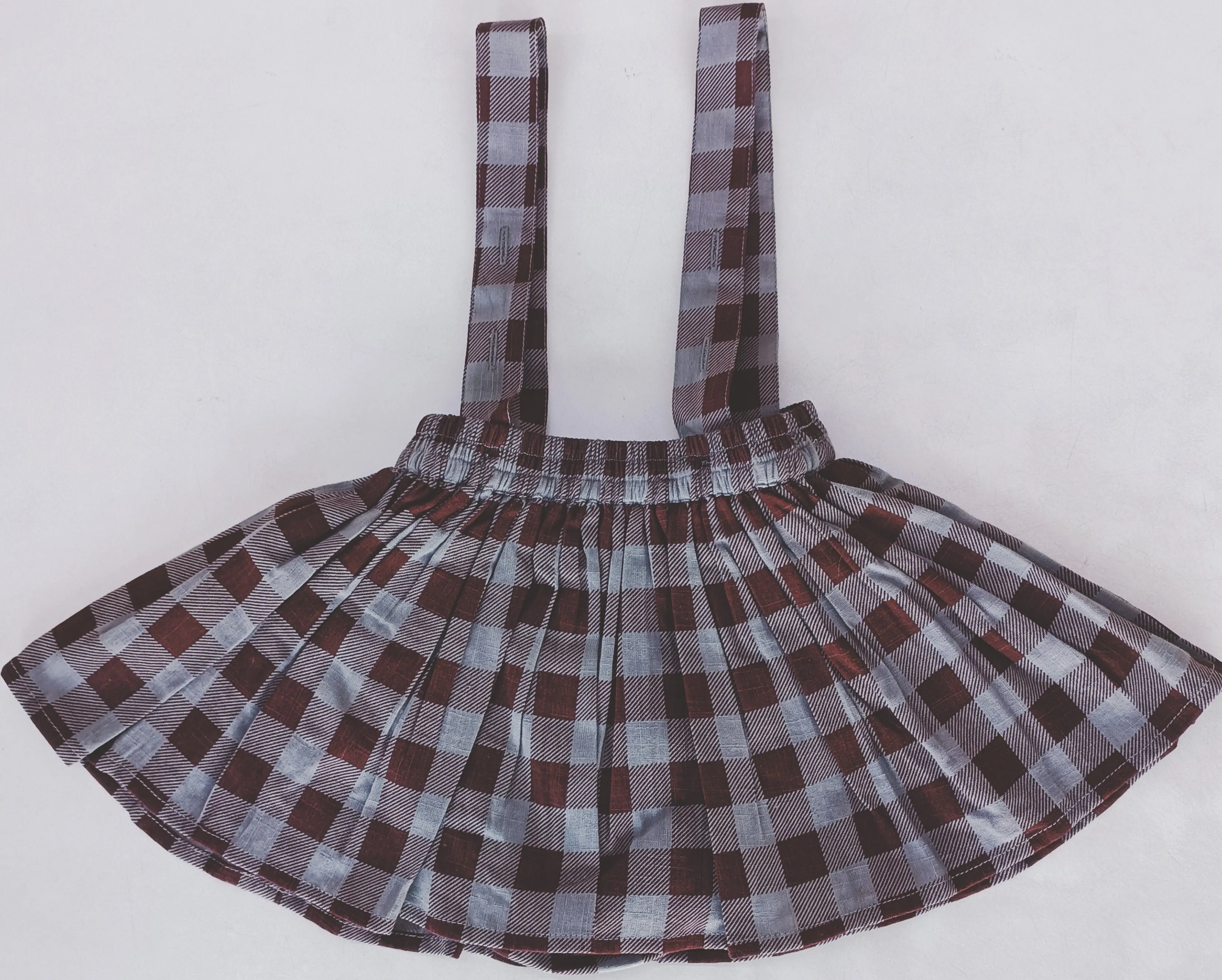 Burgundy Checkered Print Diaper Overall