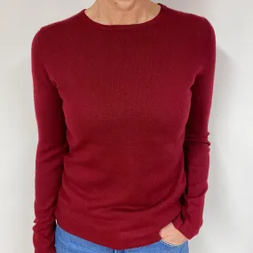 Burgundy Red Cashmere Crew Neck Jumper Medium