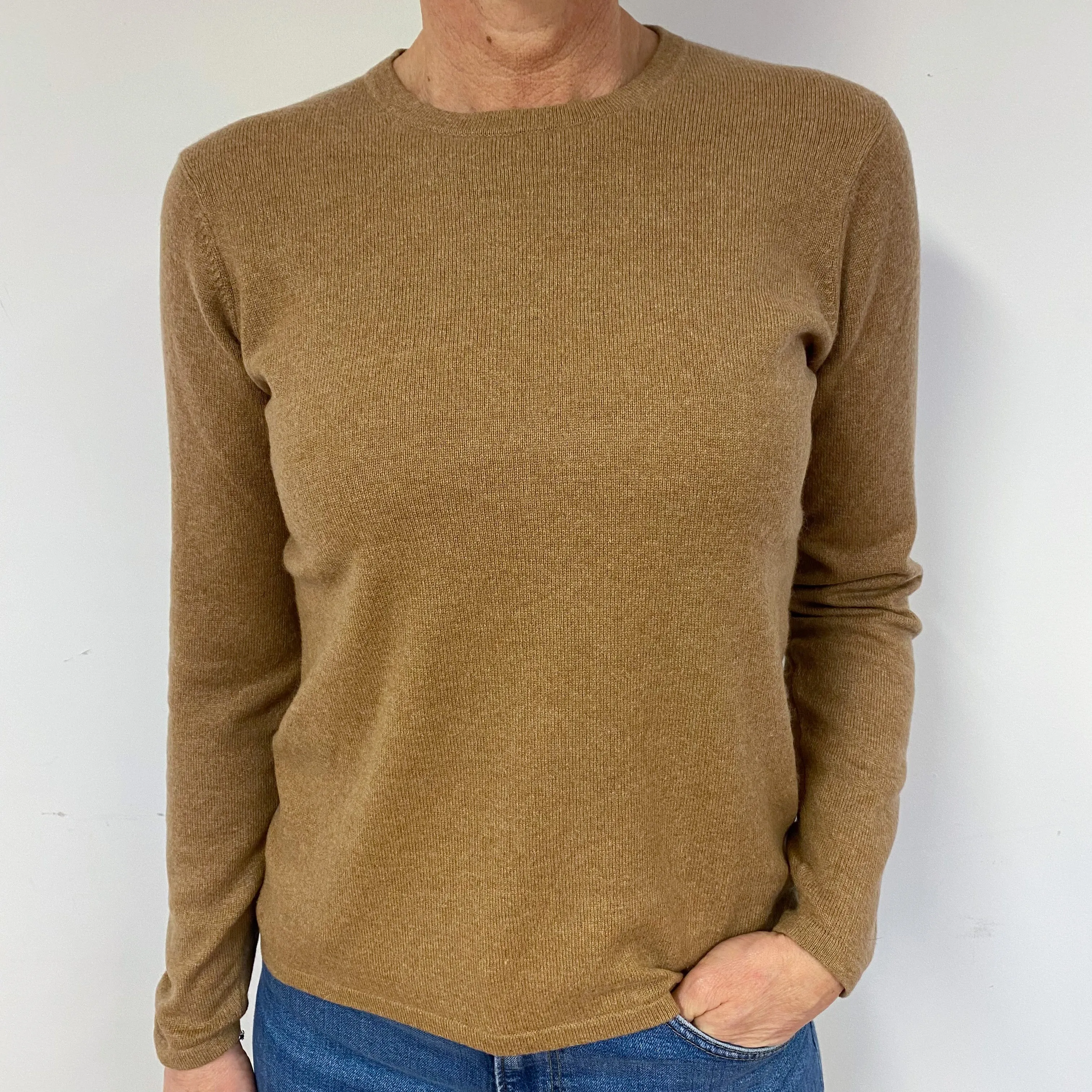 Camel Cashmere Crew Neck Jumper Medium