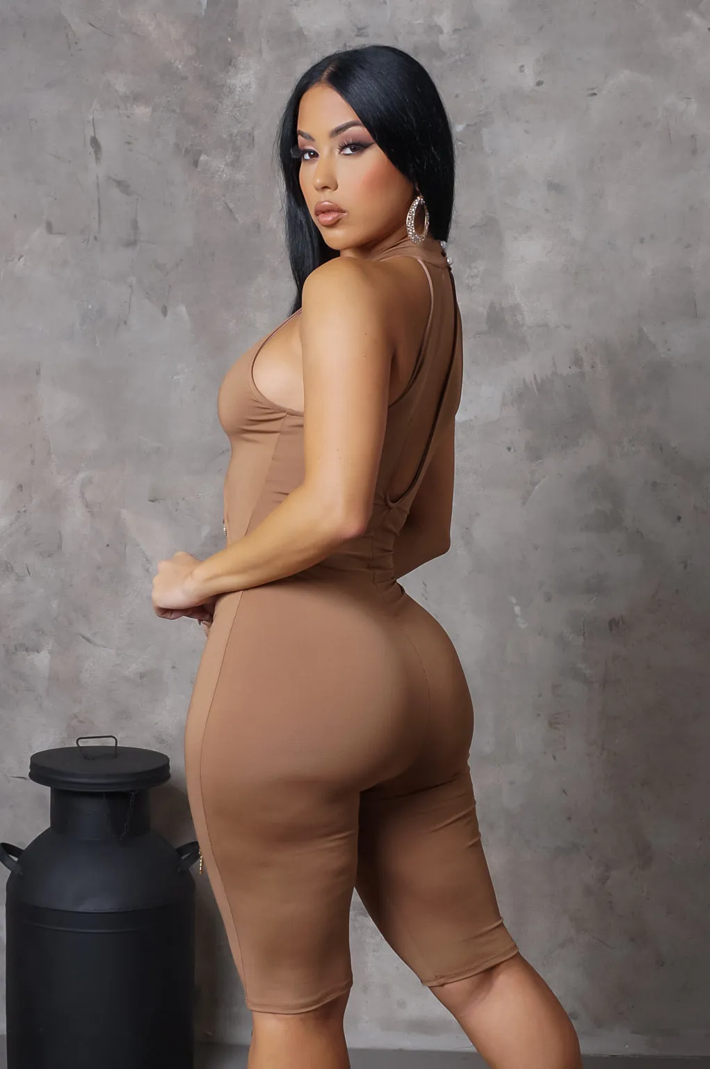 Can't Hide From Me Romper - Brown