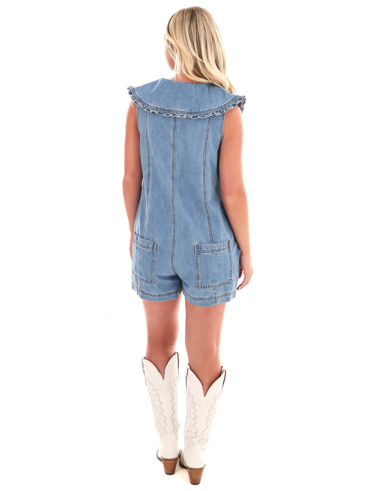 Can't Hurry Love Denim Romper