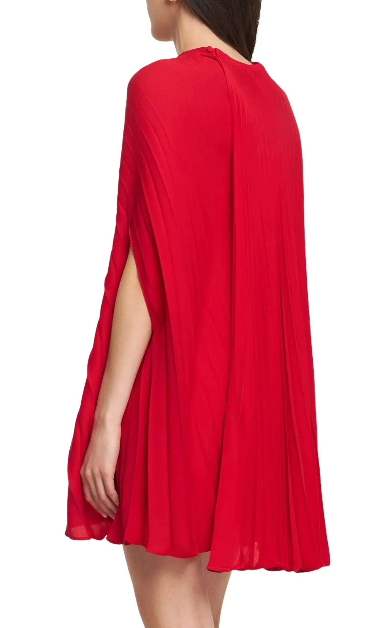 Cape-effect Pleated Silk-Georgette Mini Dress