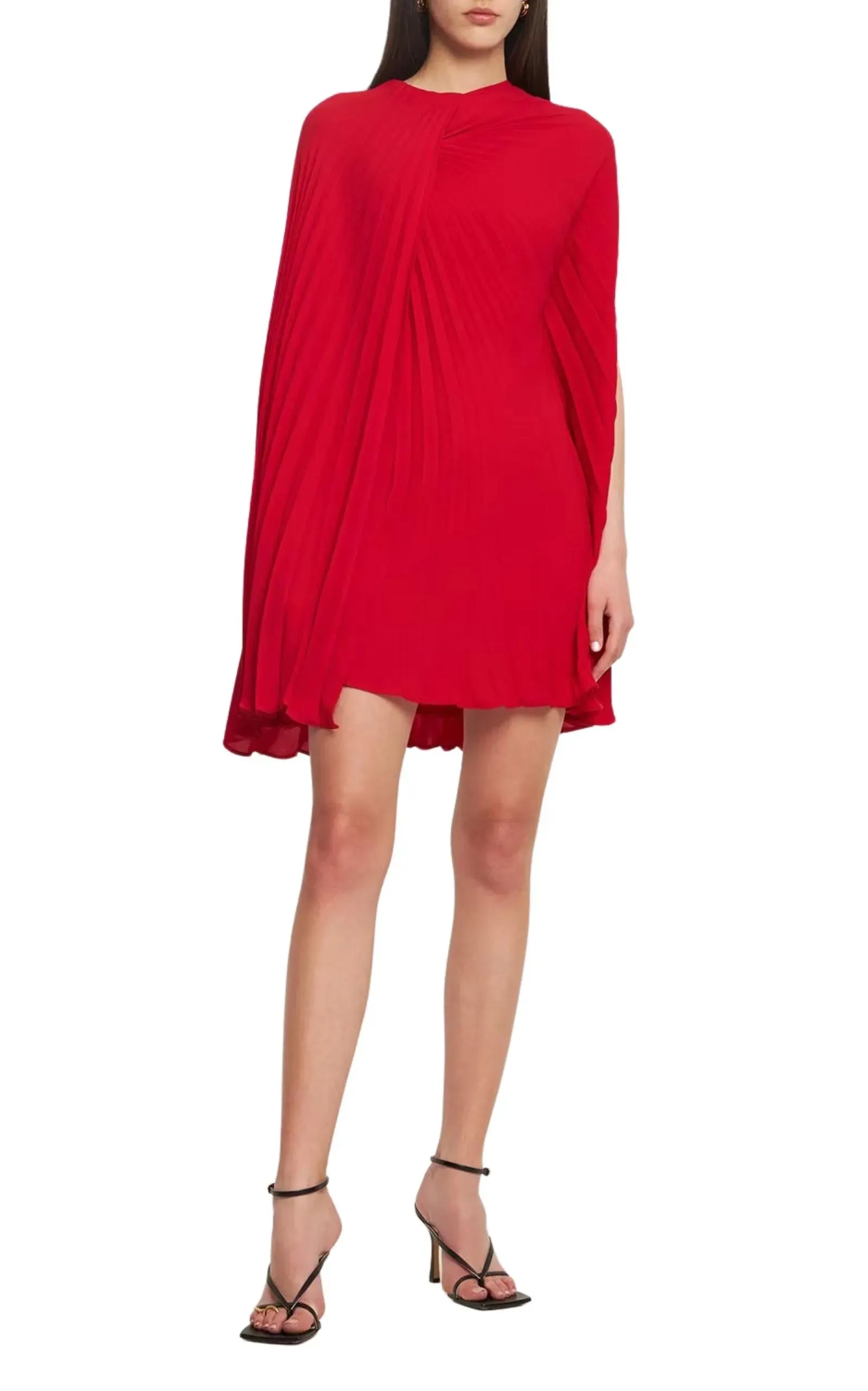 Cape-effect Pleated Silk-Georgette Mini Dress