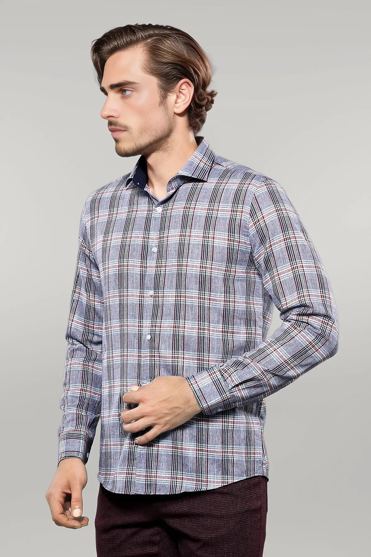 Casual Blue Plaid Shirt - Wessi