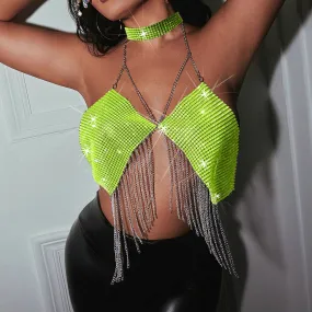 Chainmail Tassel Top With Collar