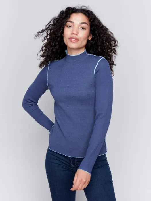 Charlie B - Reversible Jacquard Mock Neck Sweater 🇨🇦