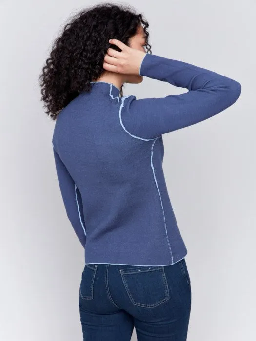 Charlie B - Reversible Jacquard Mock Neck Sweater 🇨🇦