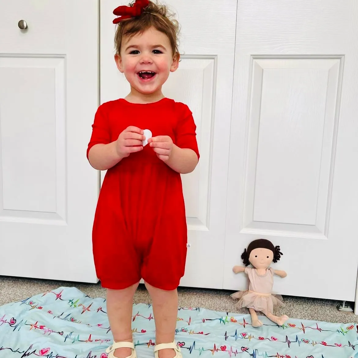 Cherry Half Sleeve Bummie Romper