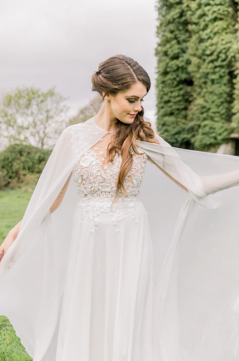 Chiffon Bridal Cape (#MAEVE)